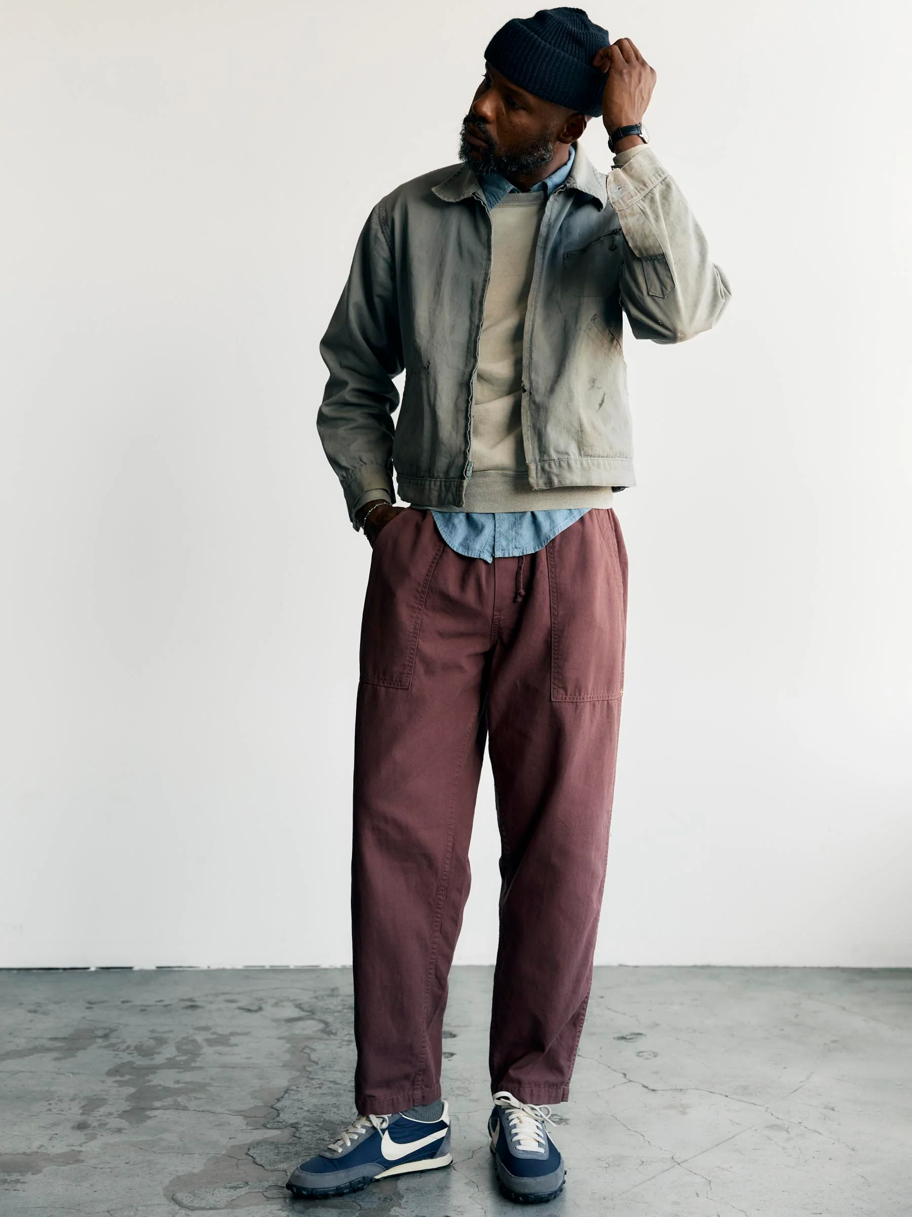 the ventura chore pant in dark mauve - Image 7