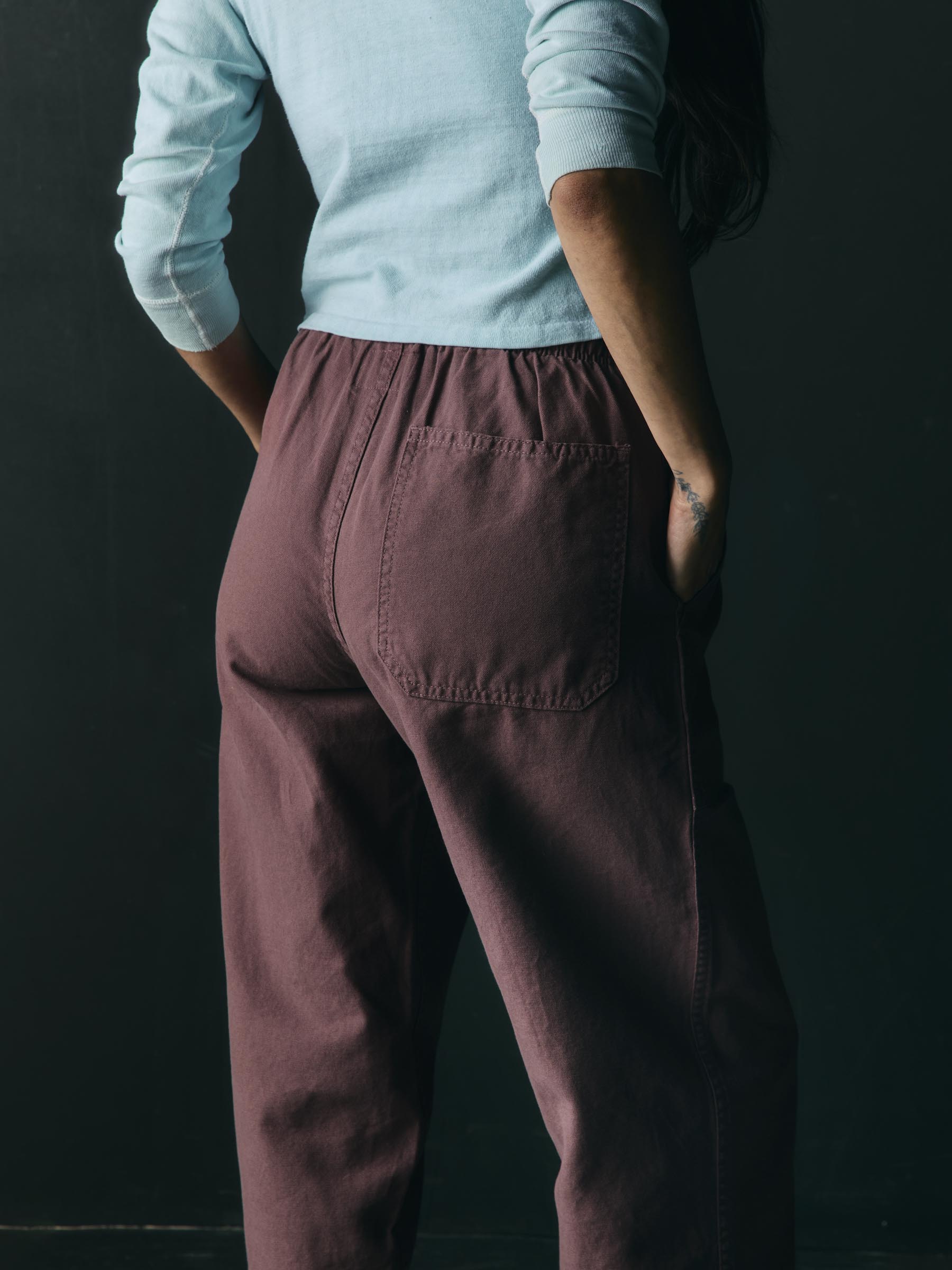 the ventura chore pant in dark mauve - Image 8