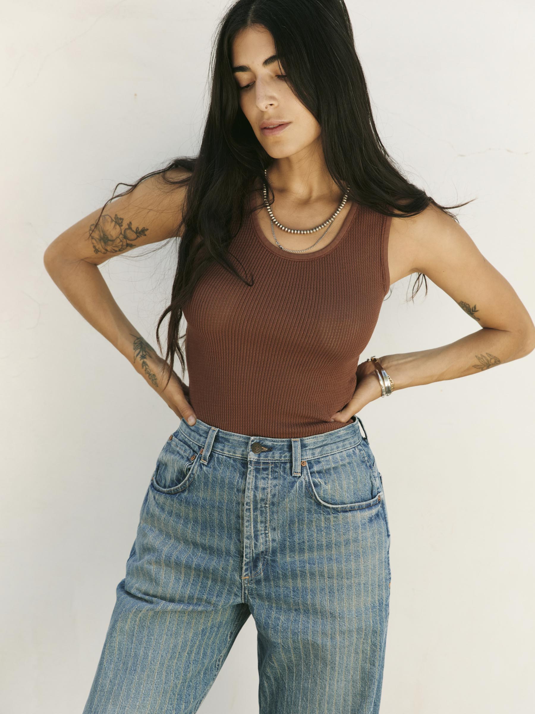 the vintage tank in open knit chestnut - Image 3