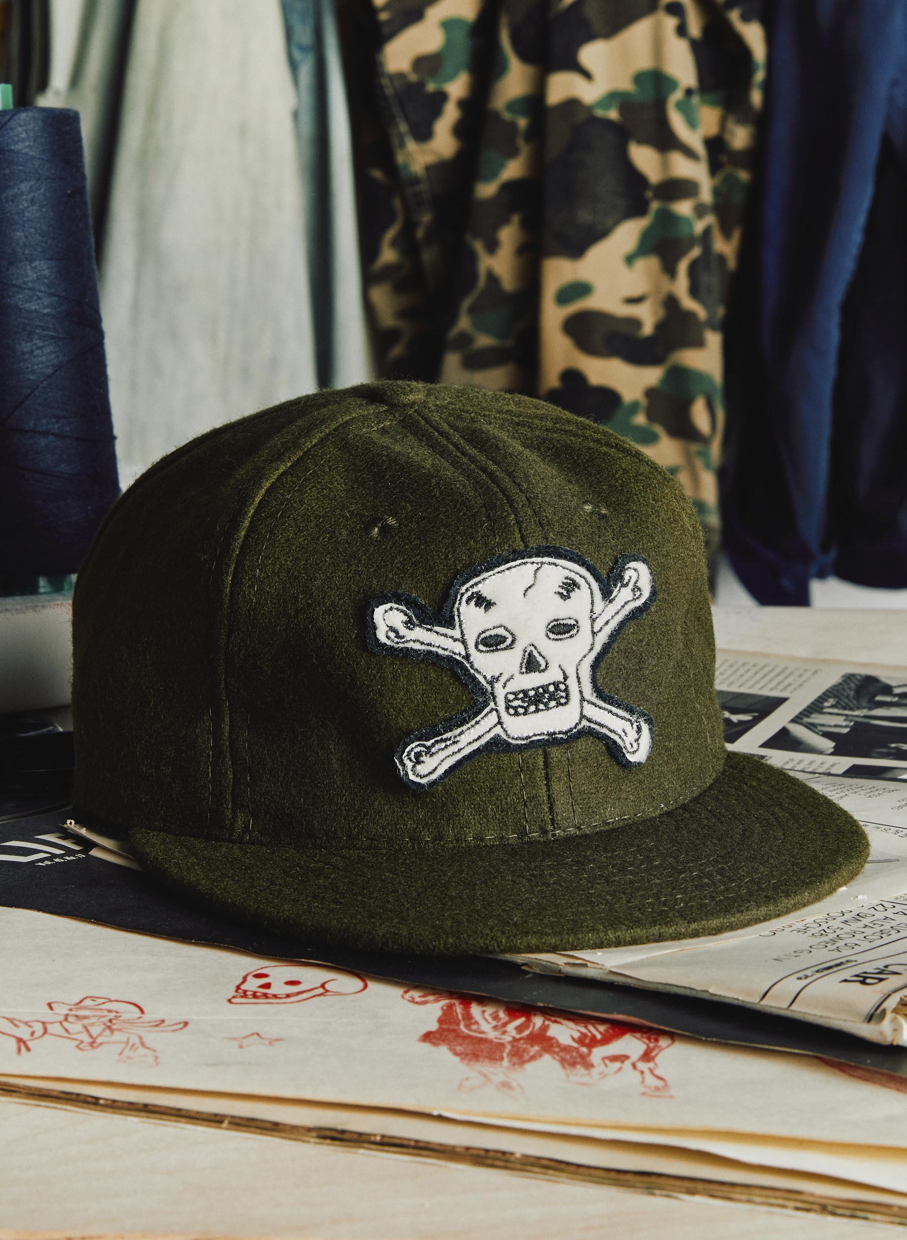 the wool "hellcats" cap in olive - Image 2