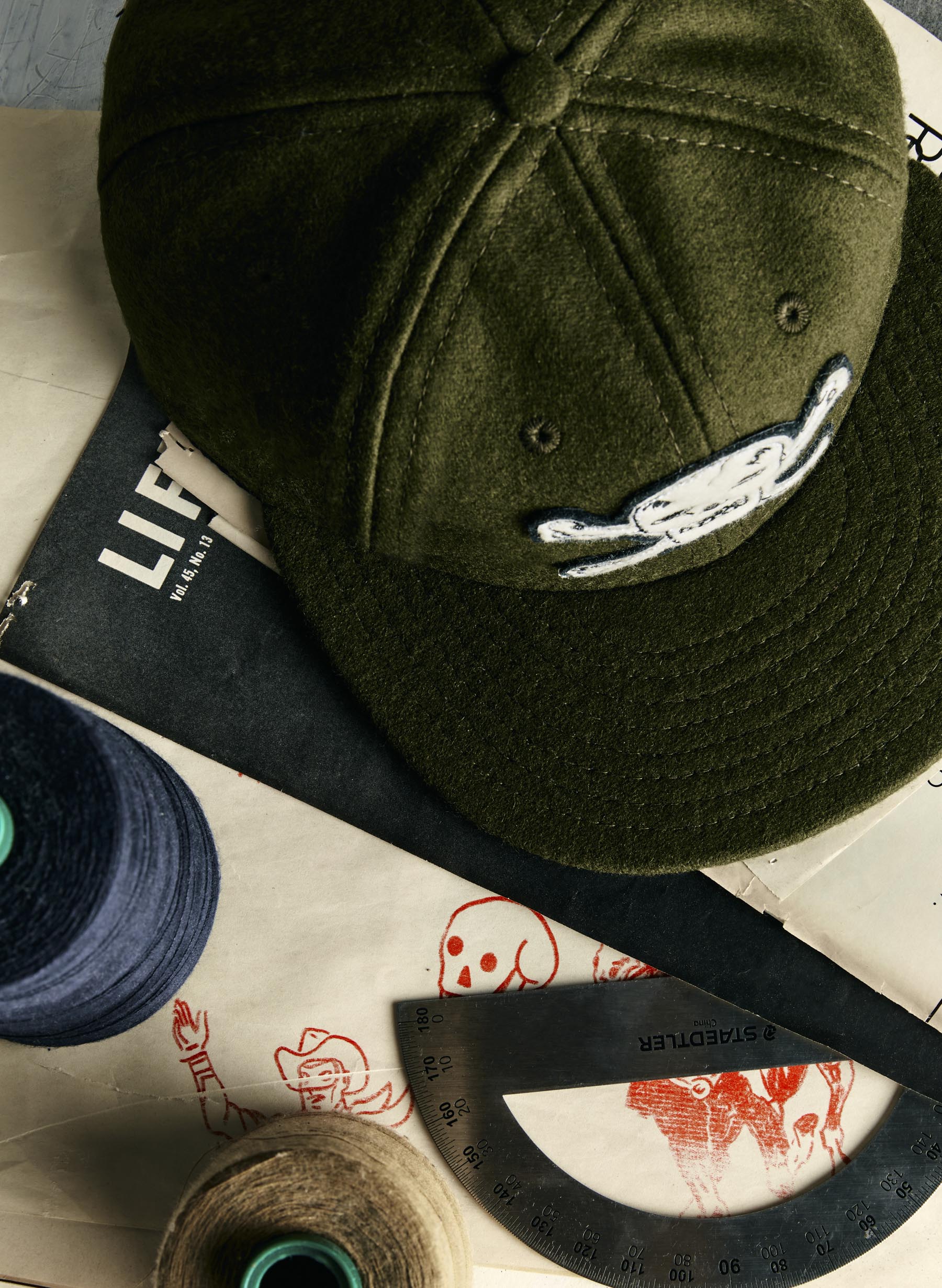 the wool "hellcats" cap in olive - Image 5