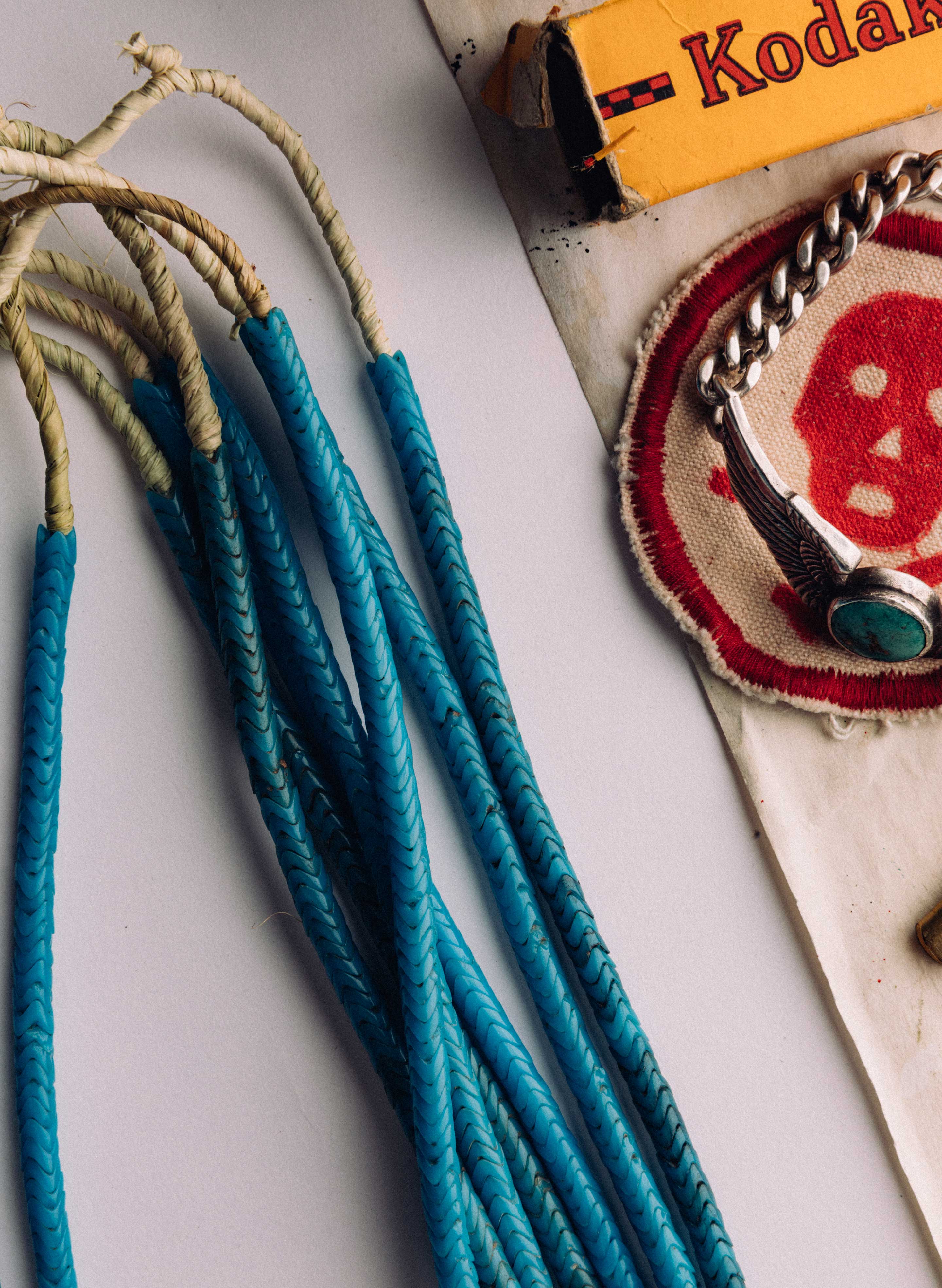 vintage african snake bead necklace in turquoise - Image 2